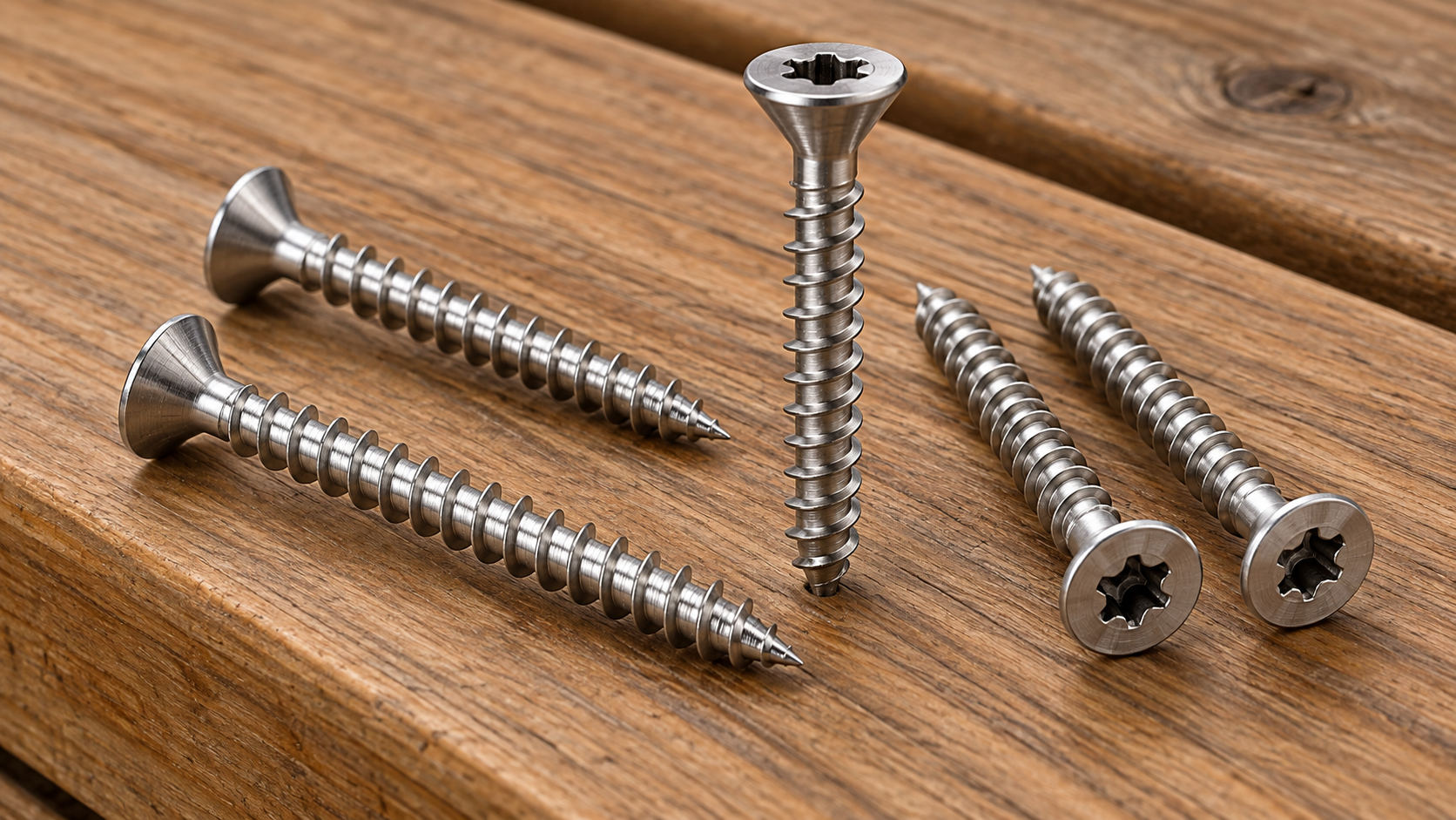Stainless steel deck screws on timber
