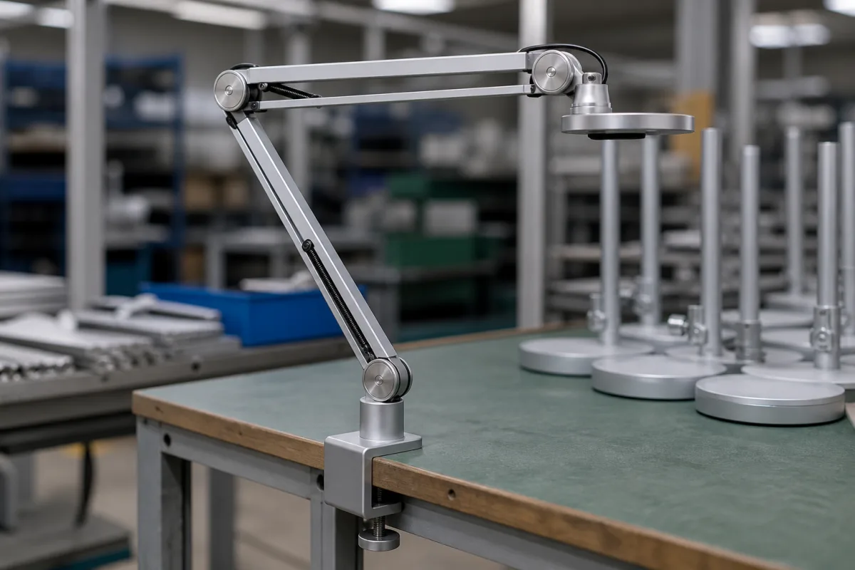 Verstellbarer Arm in einer industriellen Fertigungsumgebung