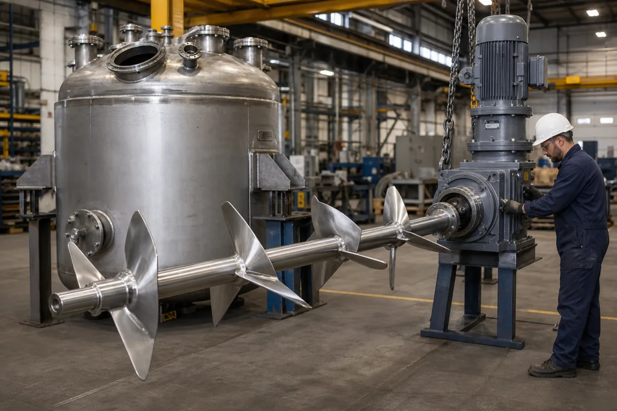 Rührwerk-Baugruppe in einer industriellen Fertigungsumgebung
