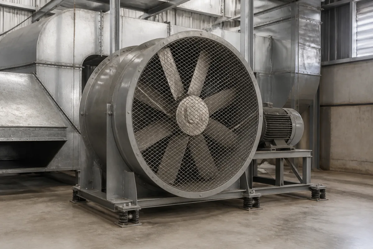 Luftumwälzventilator in einer industriellen Fertigungsumgebung