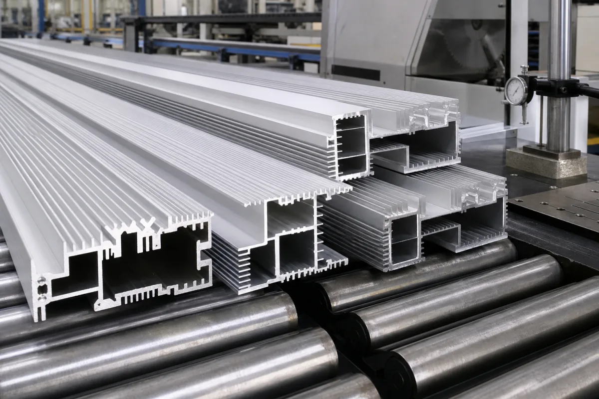 Aluminium-Strangpresskühlkörper in einer industriellen Fertigungsumgebung