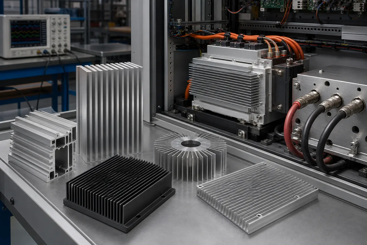 Aluminium-Kühlkörper in einer industriellen Fertigungsumgebung