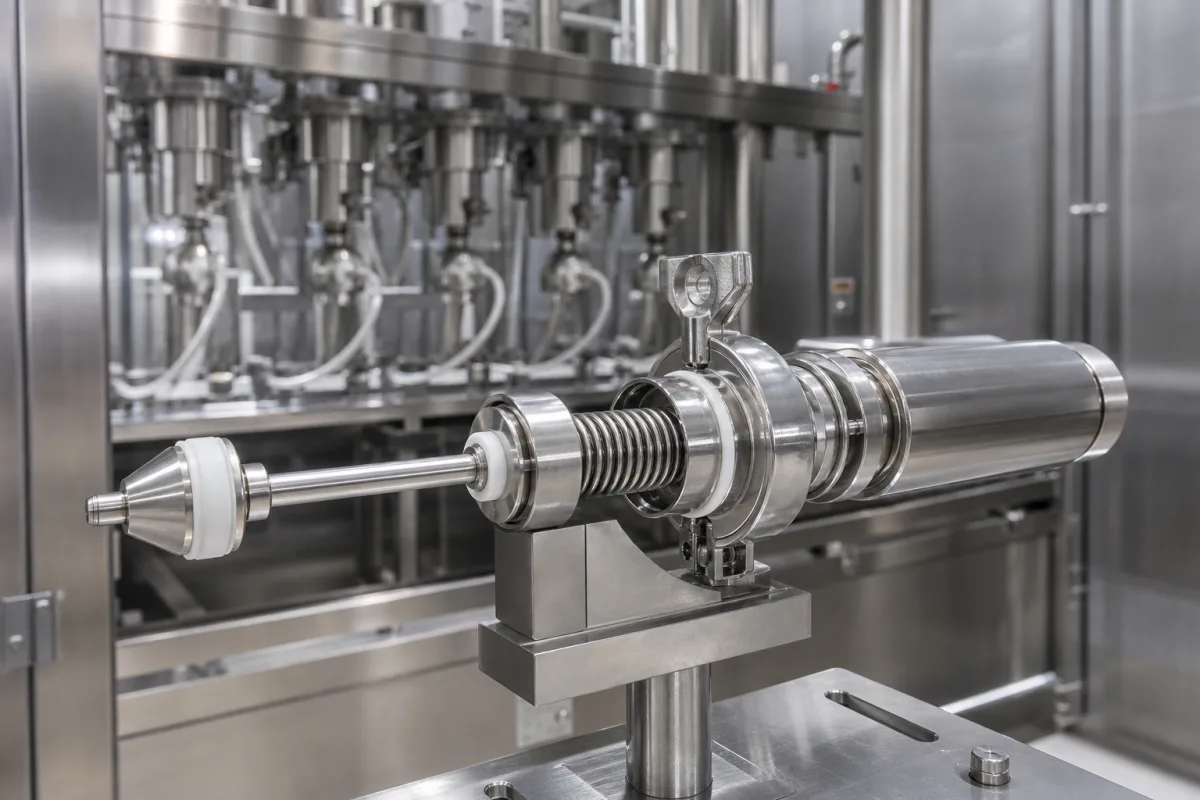 Aseptischer Getränkeabfüllventilkern in einer industriellen Fertigungsumgebung