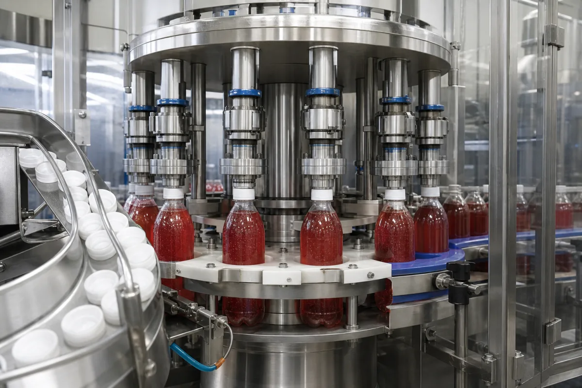 Aseptische Verschließeinheit in einer industriellen Fertigungsumgebung