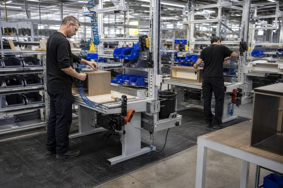 Montagearbeitsplätze in einer industriellen Fertigungsumgebung