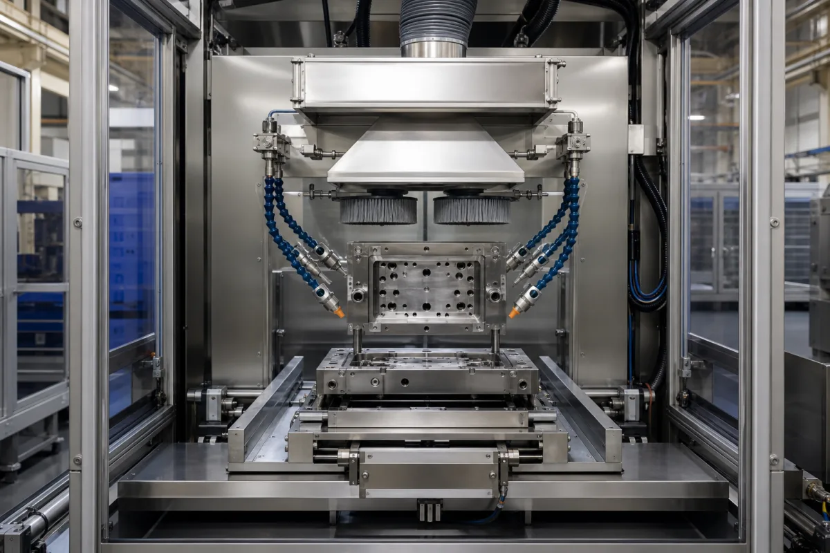 Automatisches Reinigungsmodul in einer industriellen Fertigungsumgebung