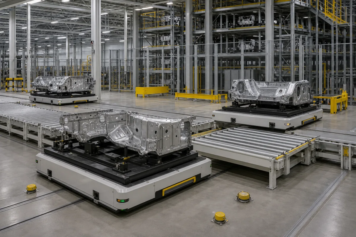 Automatisiertes Materialhandhabungssystem in einer industriellen Fertigungsumgebung
