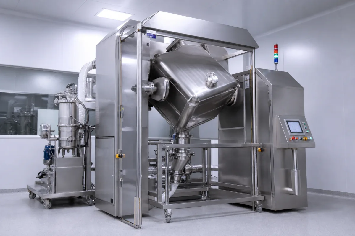 Automatischer Pharmapulvermischer in einer industriellen Fertigungsumgebung