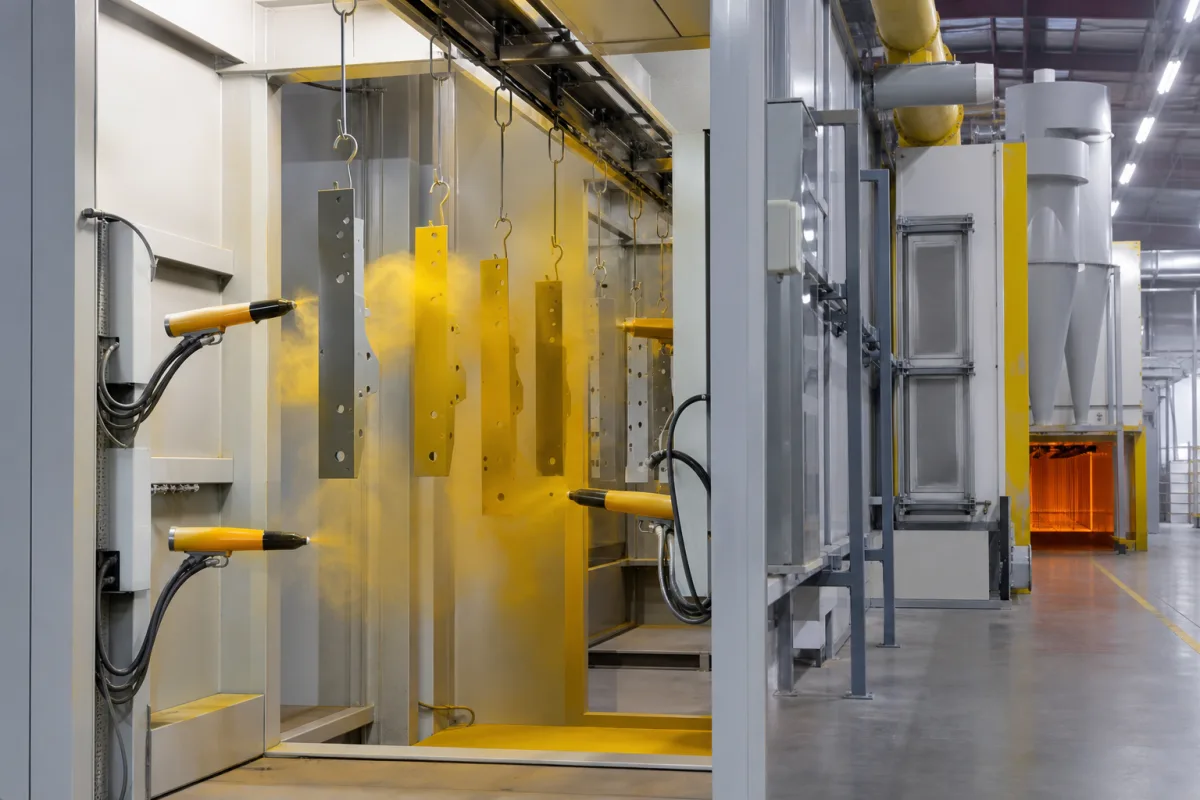 Automatisiertes Pulverbeschichtungssystem in einer industriellen Fertigungsumgebung