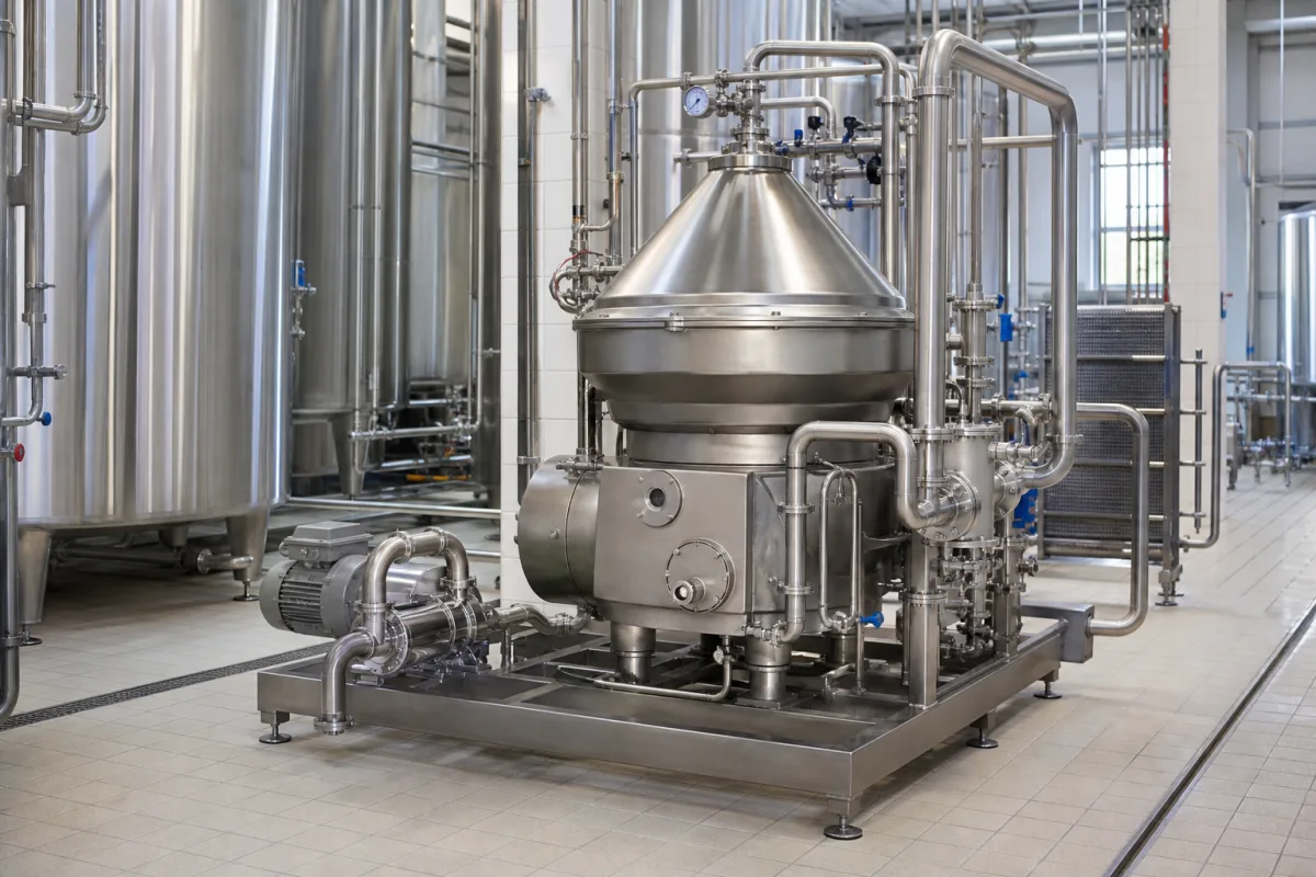 Automatischer Würzeklärseparator in einer industriellen Fertigungsumgebung