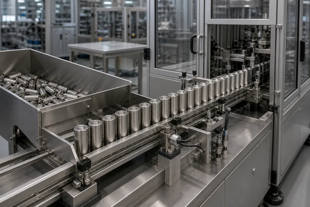 Zellen-Zuführ-/Eingabeförderer in einer industriellen Fertigungsumgebung