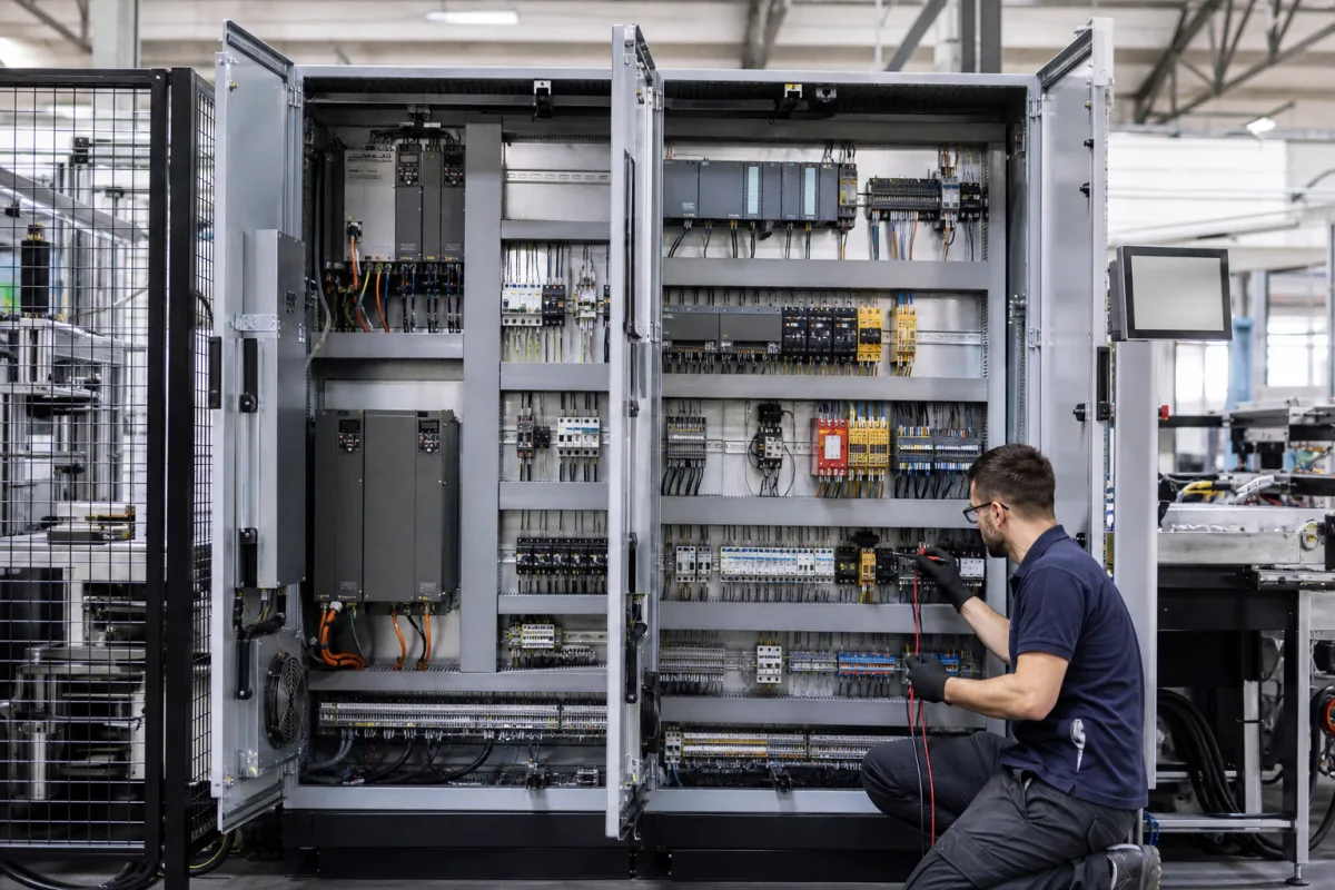 Zentralschrank in einer industriellen Fertigungsumgebung
