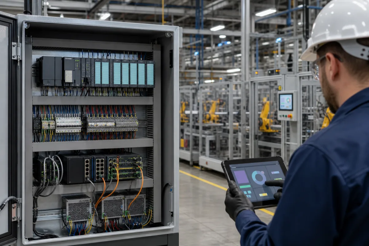 Zentrale SPS-Steuerung in einer industriellen Fertigungsumgebung