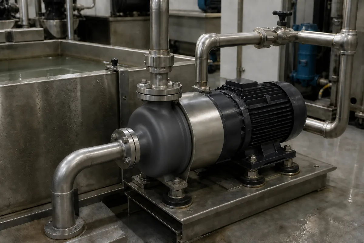 Kreiselpumpe oder Magnetpumpe in einer industriellen Fertigungsumgebung
