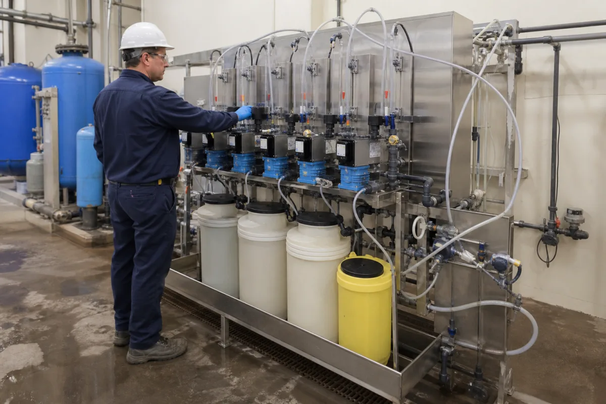 Chemikaliendosiersystem in einer industriellen Fertigungsumgebung