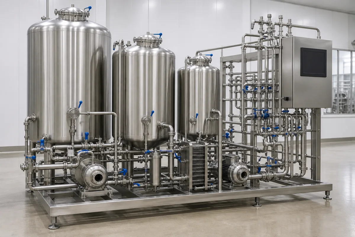 CIP-System (Clean-in-Place) in einer industriellen Fertigungsumgebung