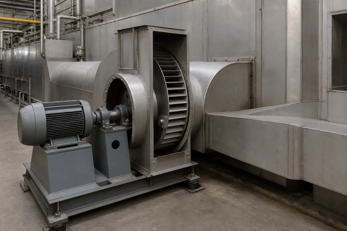 Umluftventilator in einer industriellen Fertigungsumgebung
