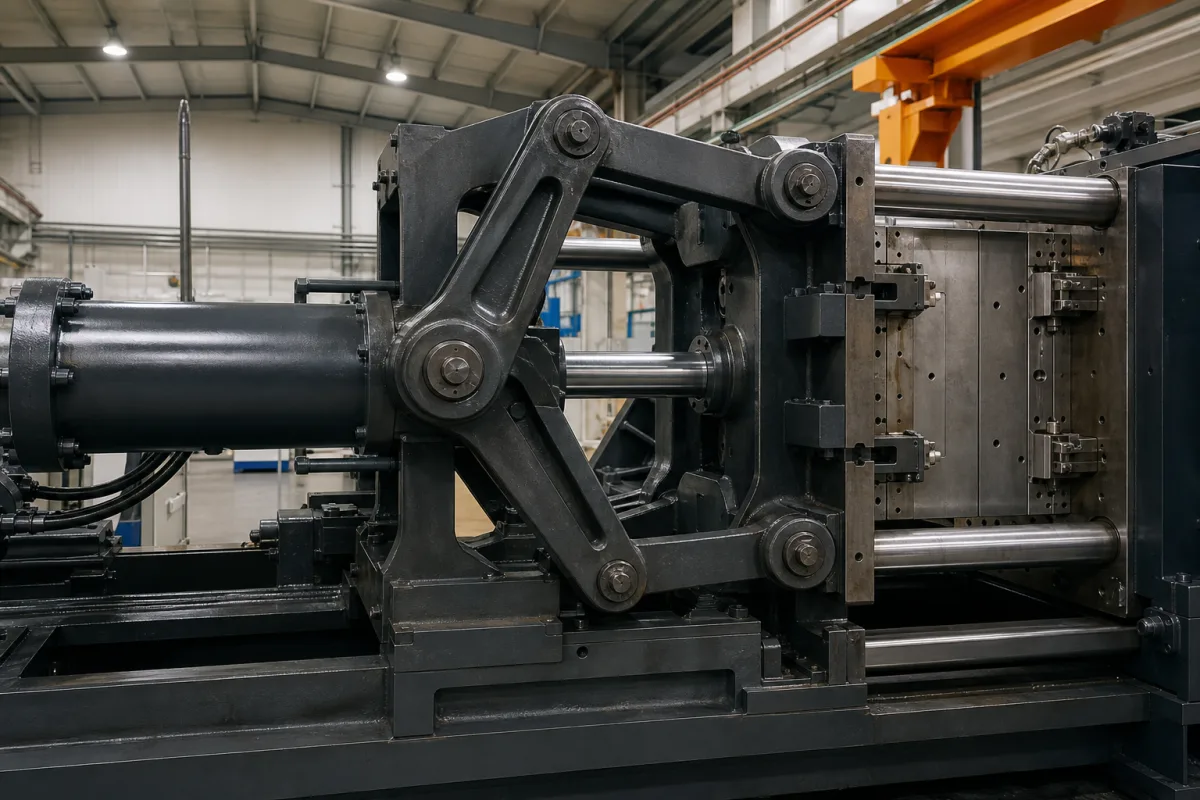 Spannzylinder (oder Kniehebelmechanik) in einer industriellen Fertigungsumgebung