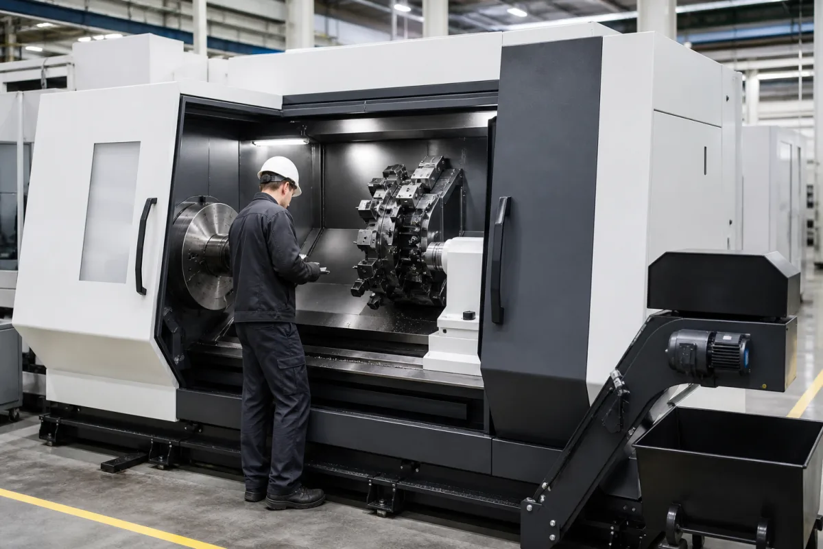 CNC-Drehmodul in einer industriellen Fertigungsumgebung