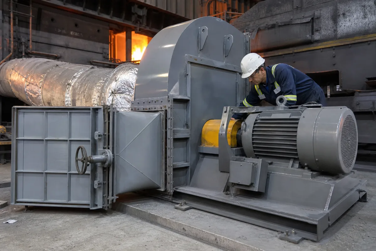 Verbrennungsluftgebläse in einer industriellen Fertigungsumgebung
