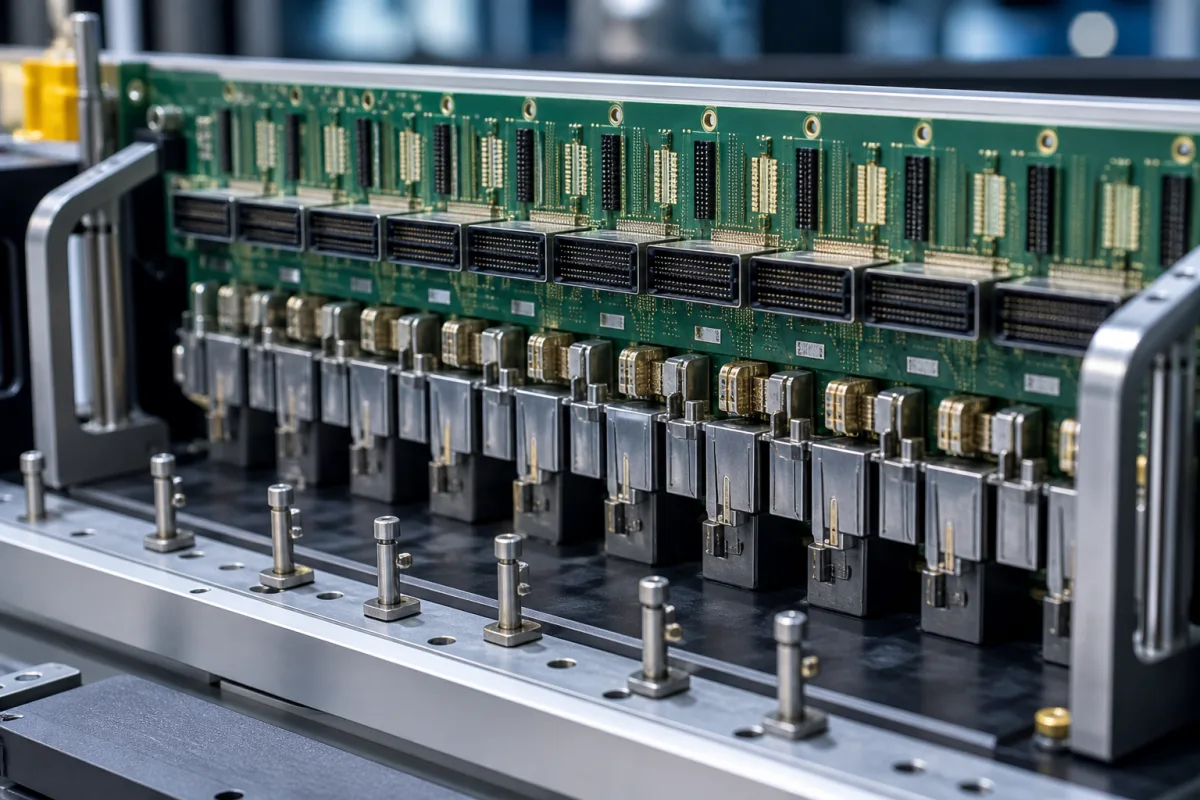 Computer-Server-Backplane-Steckverbinder-Baugruppe in einer industriellen Fertigungsumgebung