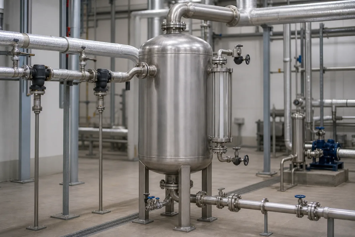 Kondensatsammelbehälter in einer industriellen Fertigungsumgebung