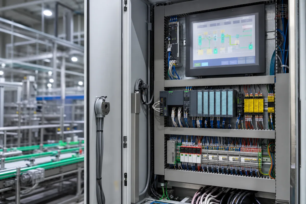 Steuerungssystem (HMI/PLC) in einer industriellen Fertigungsumgebung
