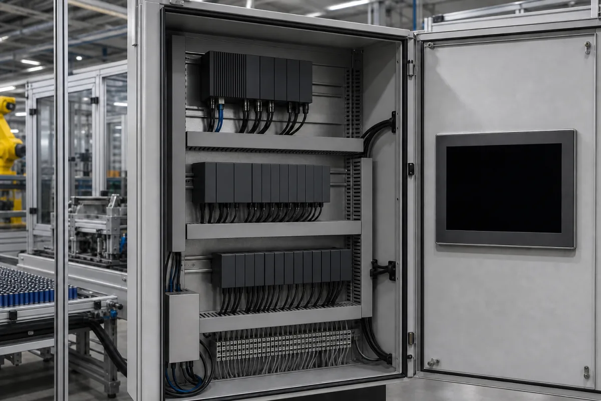 Steuerungssystem (SPS/Industrie-PC) in einer industriellen Fertigungsumgebung