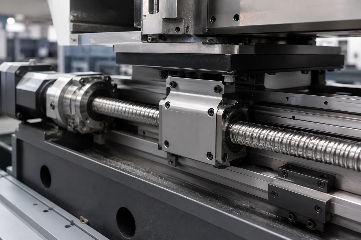Antriebsmechanismus (z.B. Kugelumlaufspindel-Muttergehäuse) in einer industriellen Fertigungsumgebung