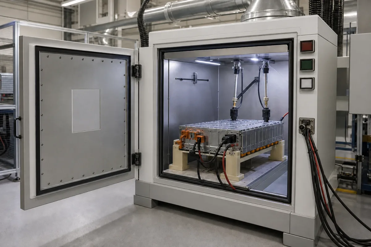 Elektrische Prüfkammer in einer industriellen Fertigungsumgebung