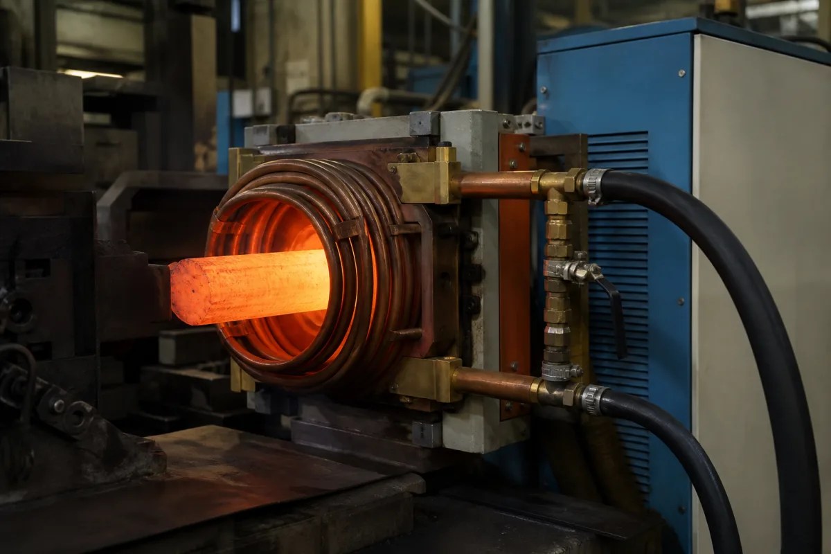 Elektromagnetischer Induktionsheizer in einer industriellen Fertigungsumgebung