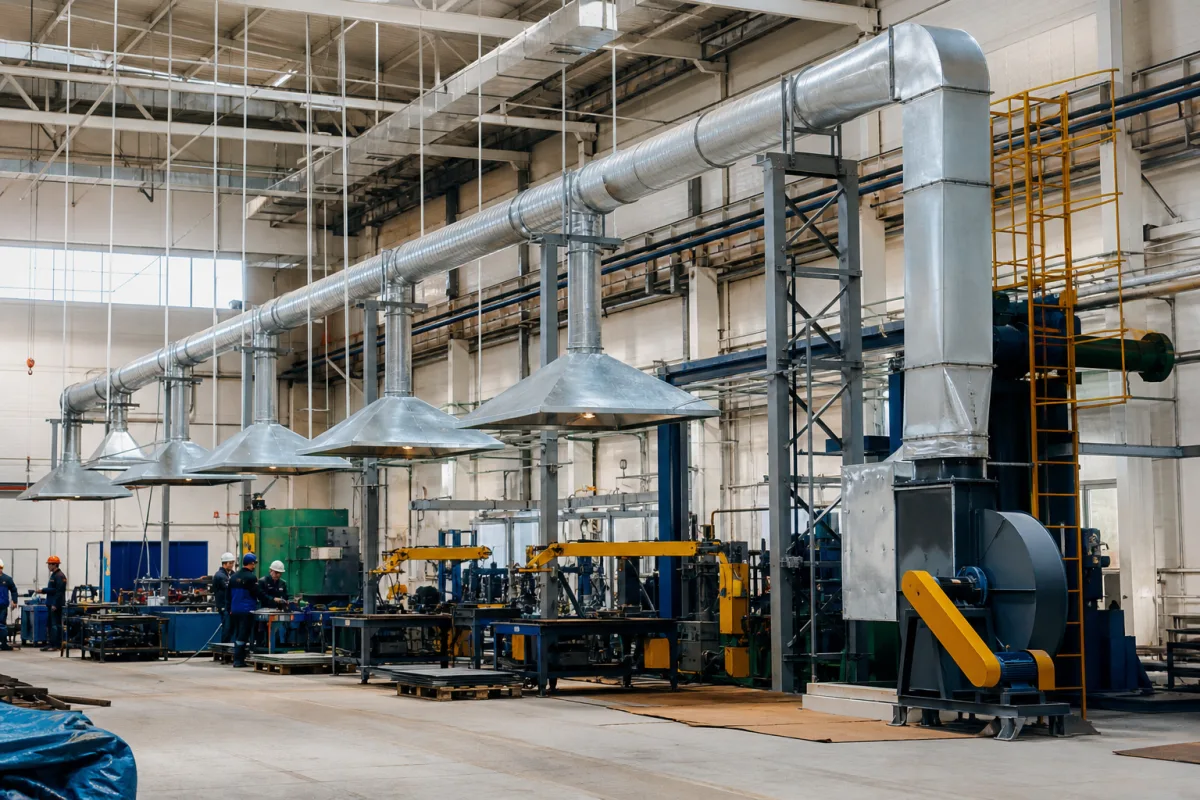 Abluftsystem in einer industriellen Fertigungsumgebung