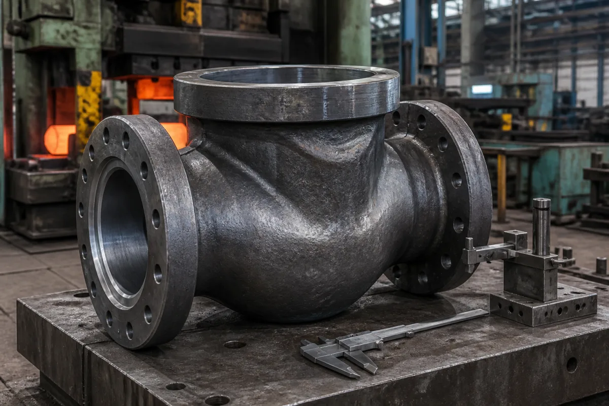 Geschmiedetes Ventilgehäuse in einer industriellen Fertigungsumgebung
