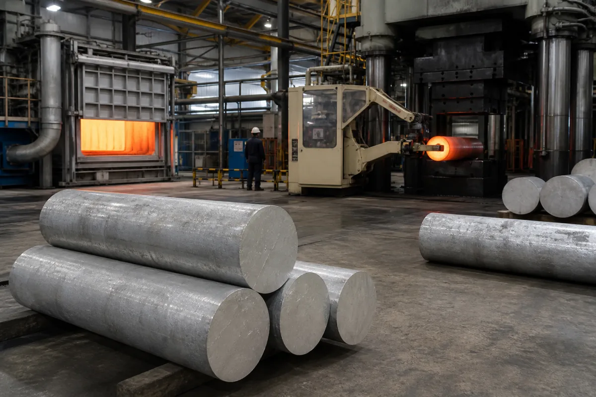 Schmiedegrad-Aluminiumlegierungsbarren in einer industriellen Fertigungsumgebung