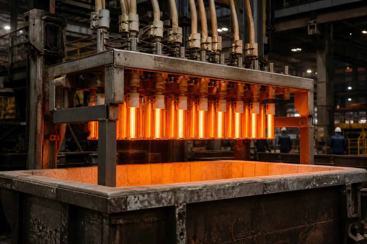 Heizelement-Bank in einer industriellen Fertigungsumgebung