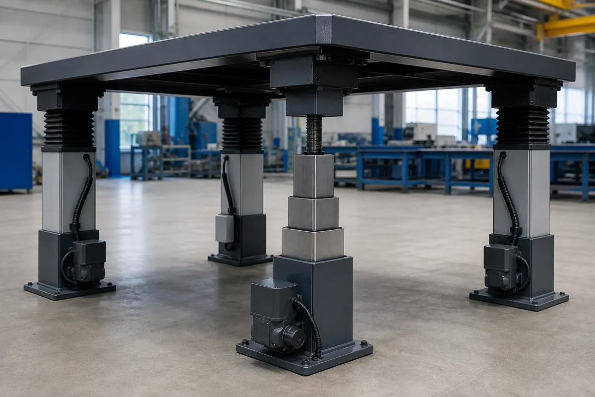 Höhenverstellbare Säule in einer industriellen Fertigungsumgebung