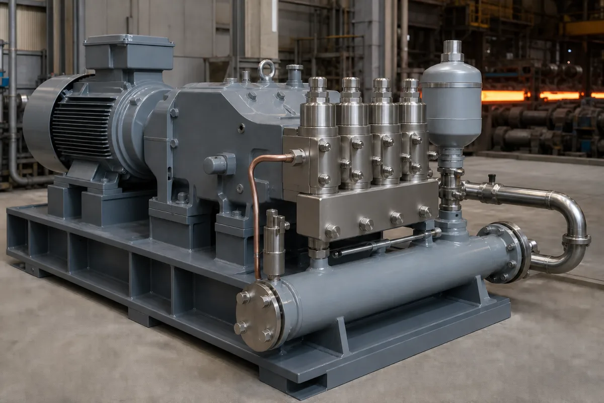 Hochdruckpumpeneinheit in einer industriellen Fertigungsumgebung