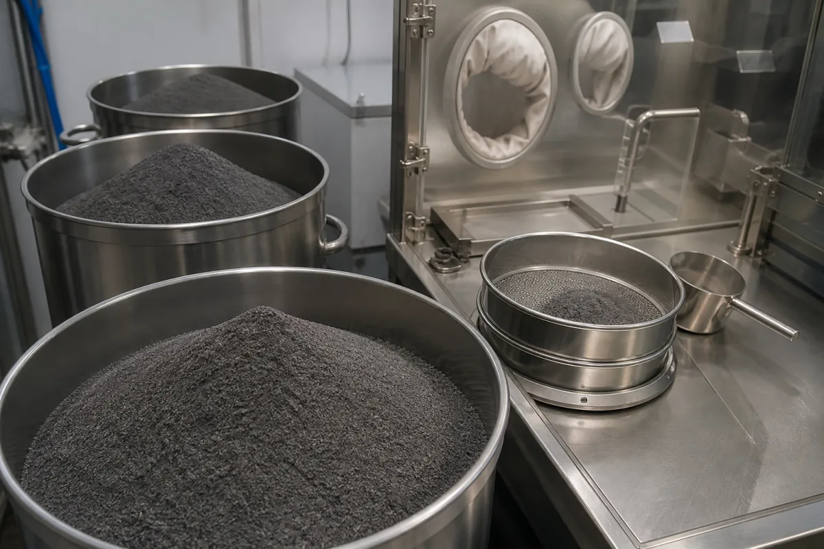 Hochreines Ferrochromnitrid-Legierungspulver in einer industriellen Fertigungsumgebung