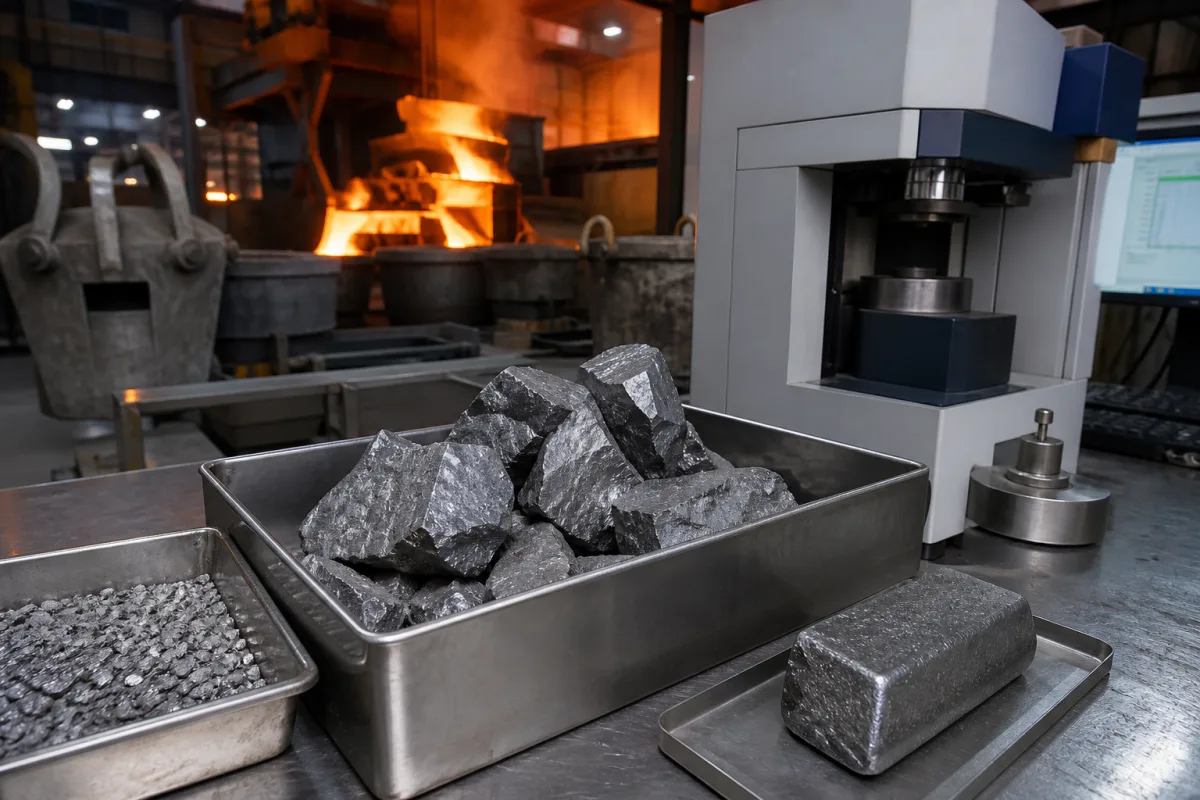 Hochreine Ferrosilizium-Barium-Vorlegierung in einer industriellen Fertigungsumgebung