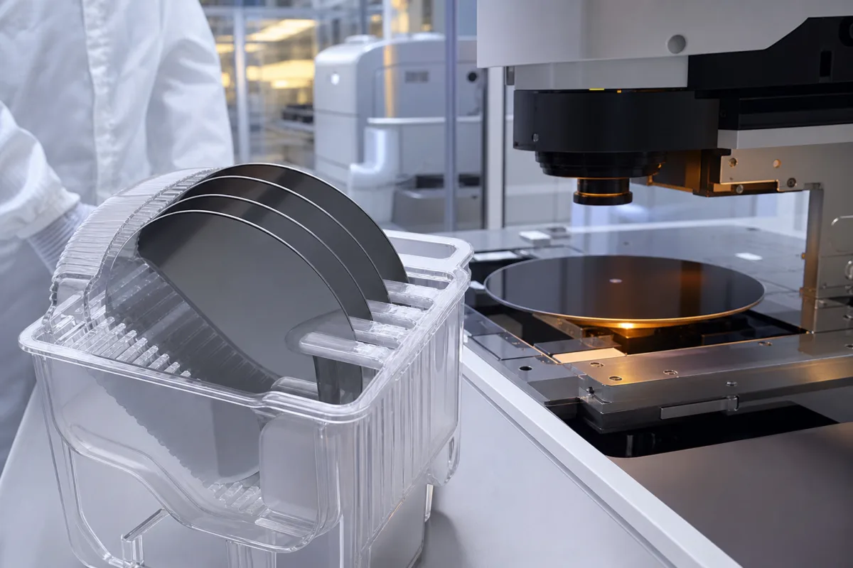 Hochreines Galliumarsenid-Wafer-Substrat in einer industriellen Fertigungsumgebung