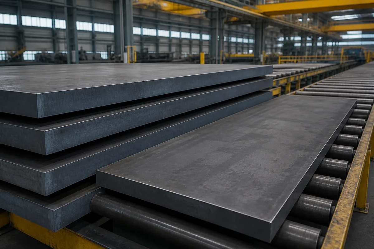 Hochfeste Baustahlplatte in einer industriellen Fertigungsumgebung