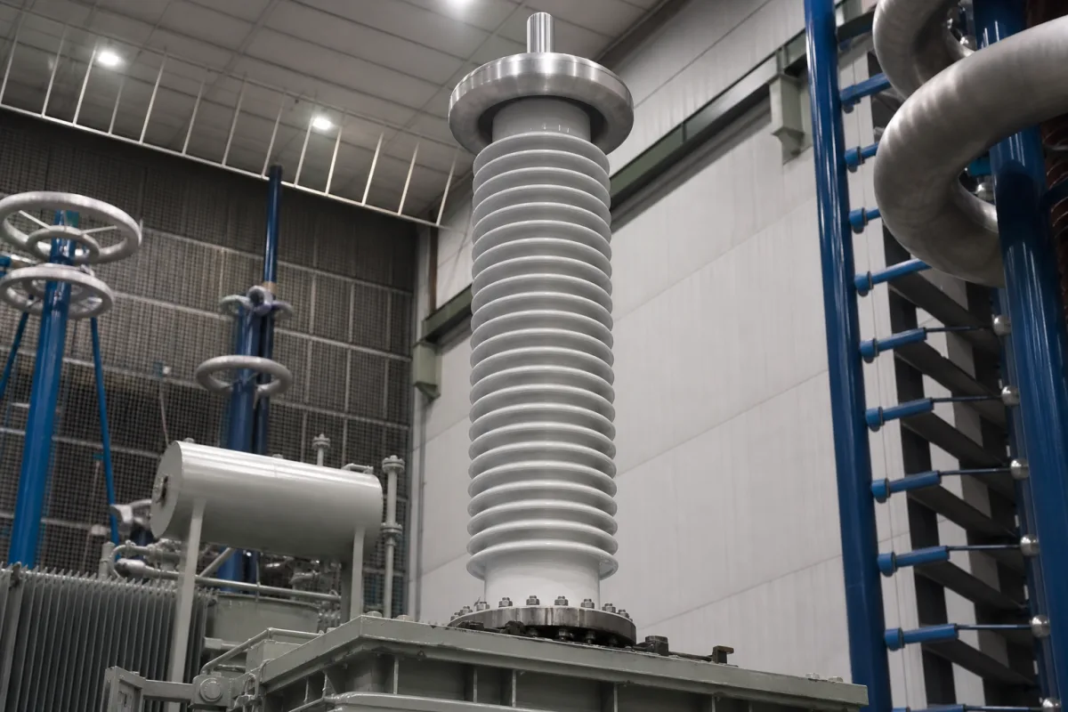 High-Voltage Insulating Bushing in a manufacturing environment