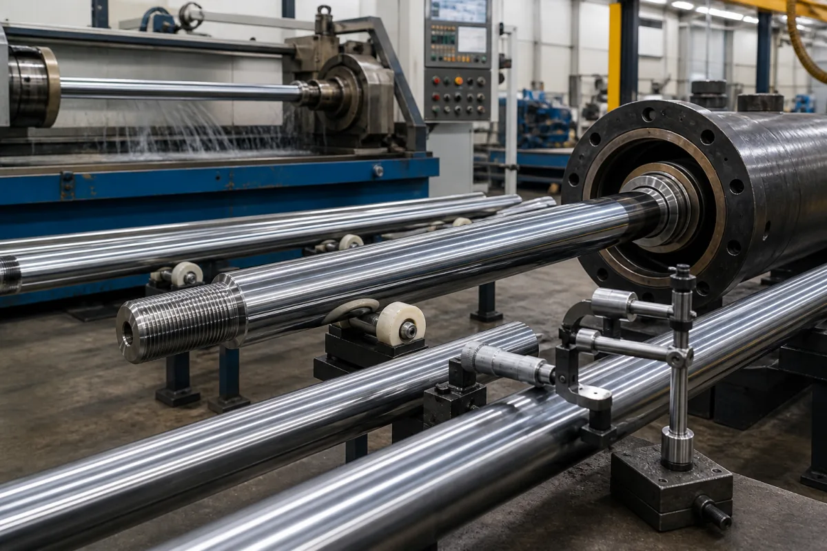 Kolbenstange für Hydraulikzylinder in einer industriellen Fertigungsumgebung