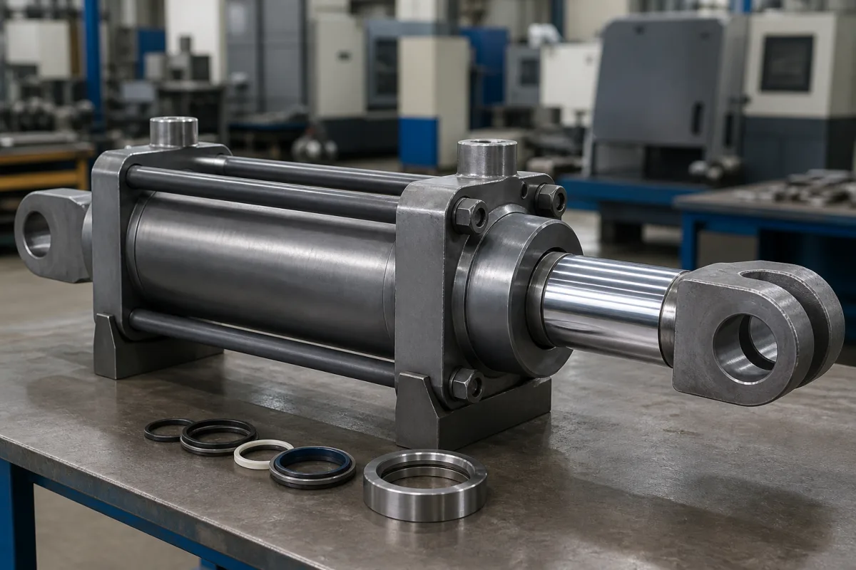 Hydraulikzylinder-Baugruppe in einer industriellen Fertigungsumgebung