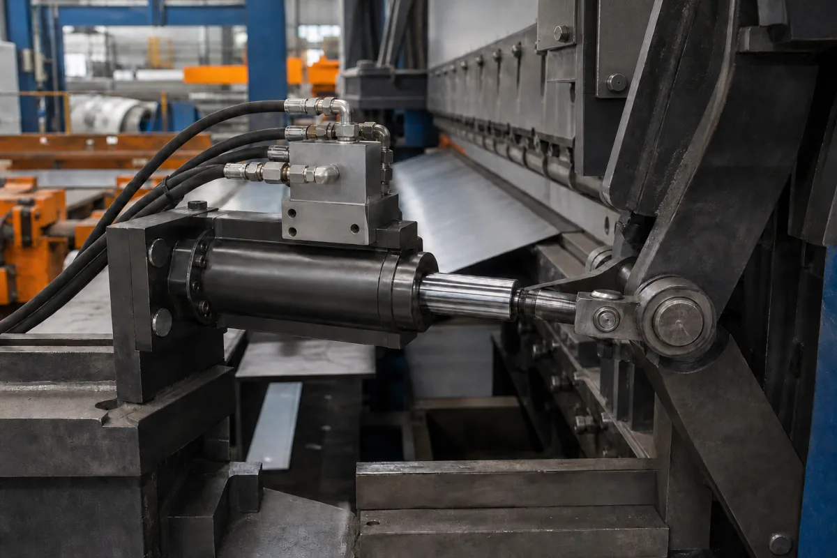 Hydraulik-/Servoaktuator in einer industriellen Fertigungsumgebung