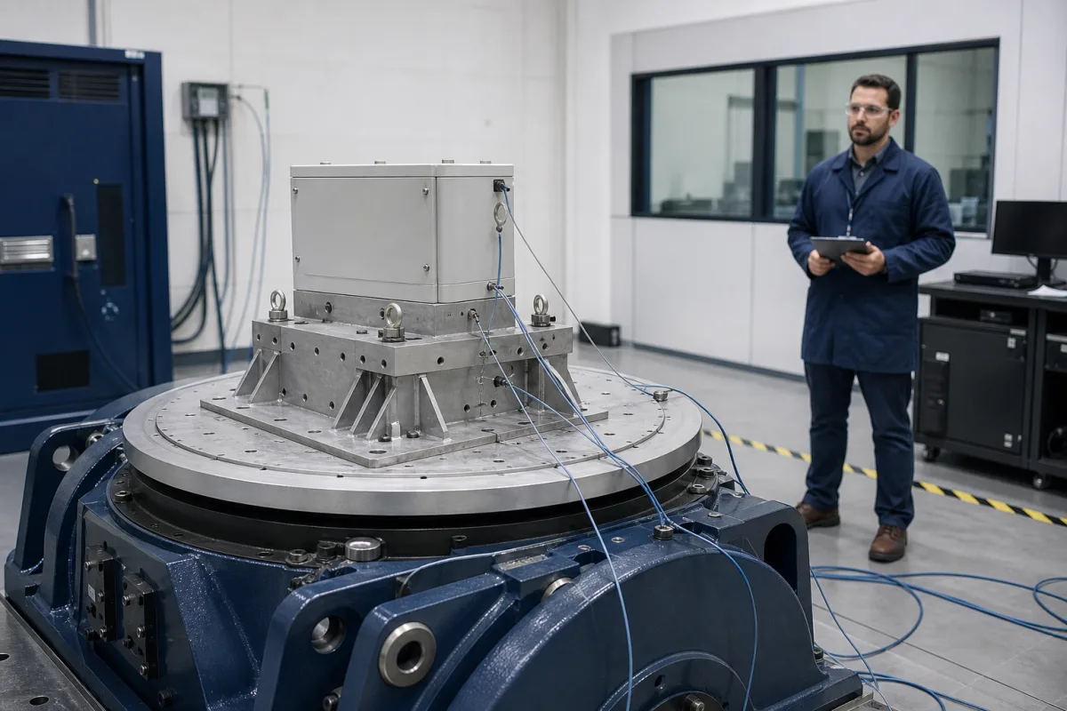 Industrial Electromagnetic Vibration Testing System in a manufacturing environment