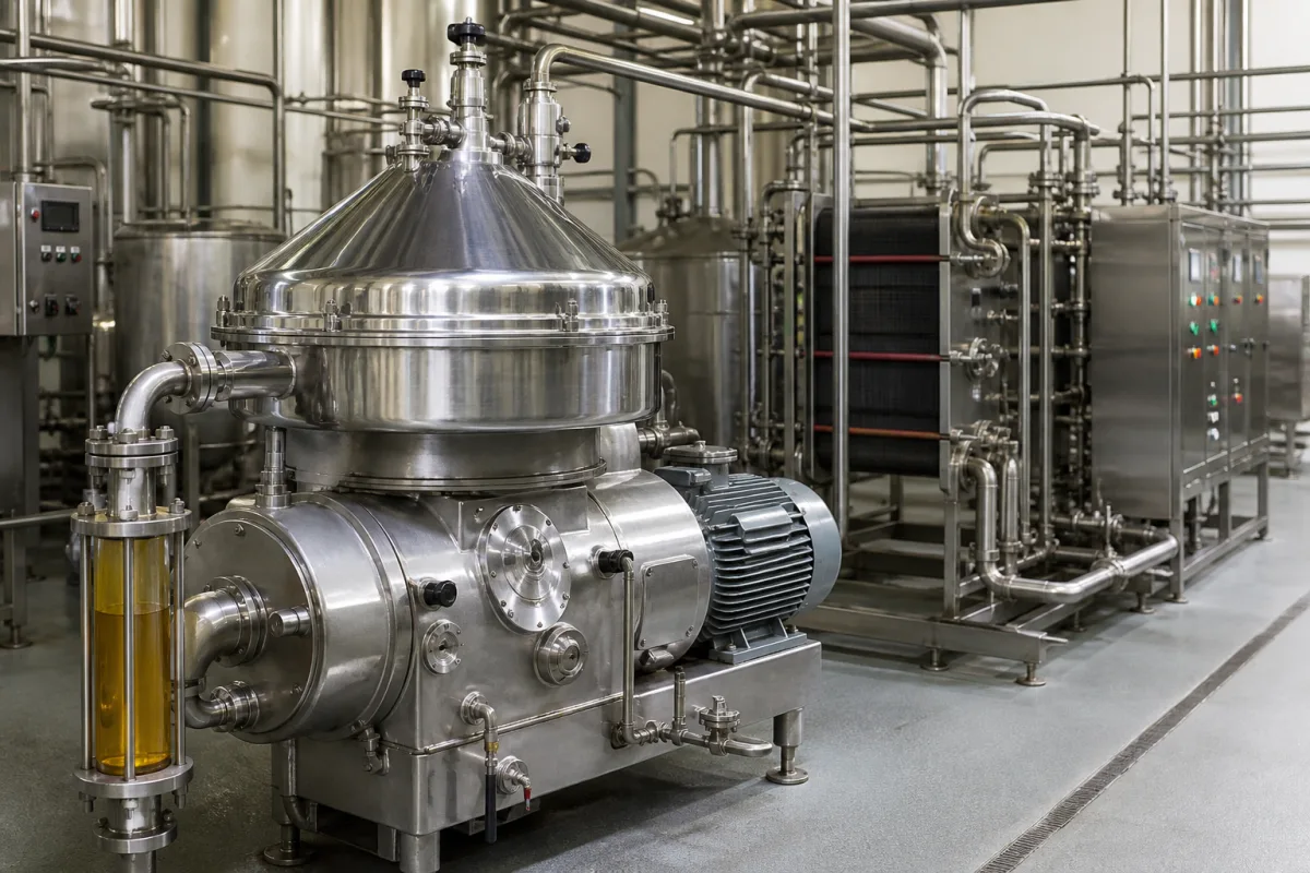 Industrial Oil Degumming Centrifuge in a manufacturing environment