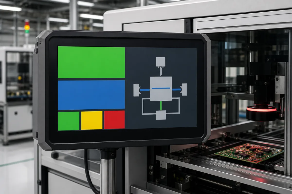 Industrieller Touchscreen-Display in einer industriellen Fertigungsumgebung
