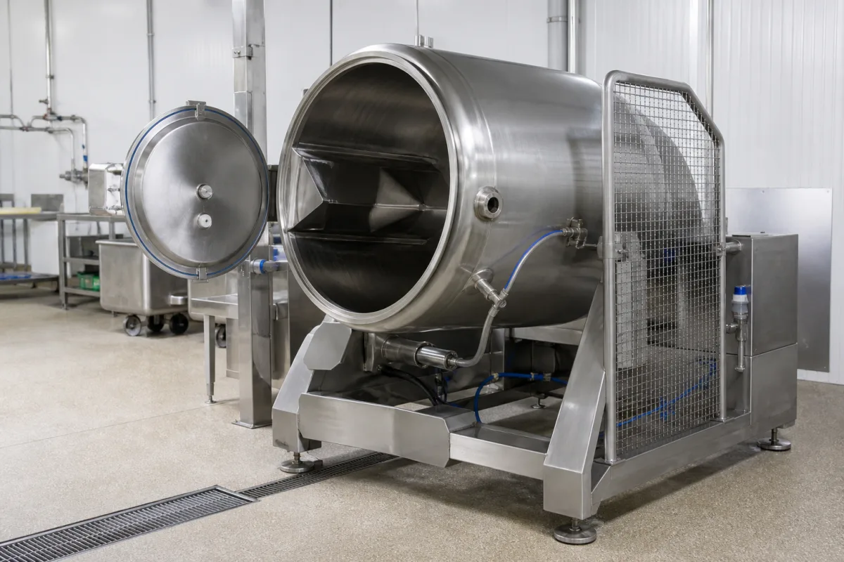 Industrieller Vakuumtumbler in einer industriellen Fertigungsumgebung