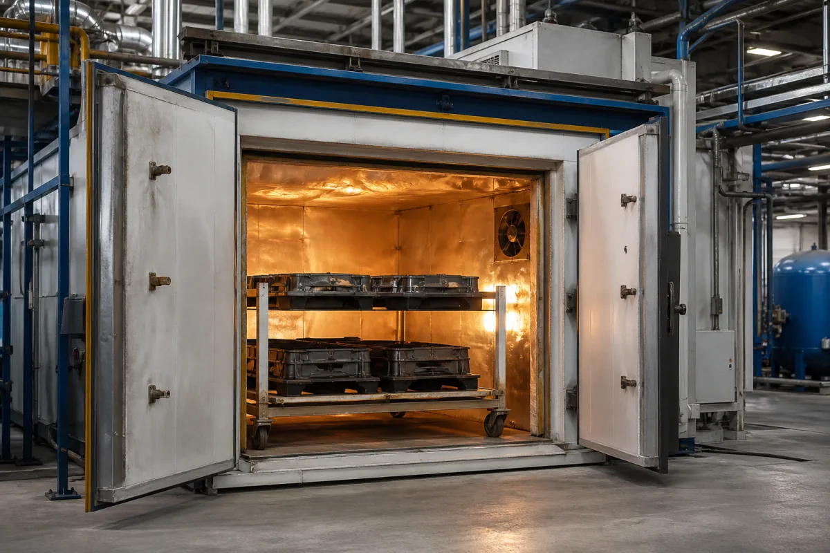 Isolierte Heizkammer in einer industriellen Fertigungsumgebung